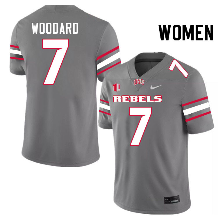 Women #7 Jackson Woodard UNLV Rebels College Football Jerseys Stitched-Grey